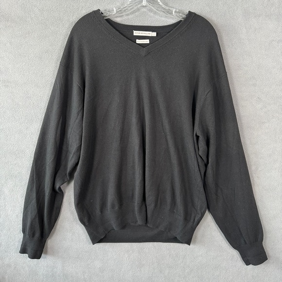 Peter Millar Other - Peter Millar V-Neck Sweater Mens Large Black Long Sleeve Cotton Cashmere Blend